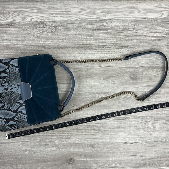 ZARA CITY BAG Blue Animal Print WITH CONTRASTING LEATHER STRAP - Picture 12 of 12